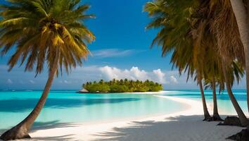 AI generated Beautiful beach on an island in the Maldives photo
