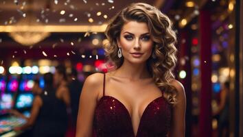 AI generated Beautiful girl in a casino photo