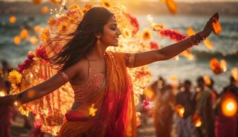 AI generated Beautiful Indian girl dancing photo