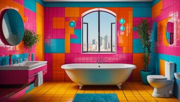 AI generated Beautiful bathroom bright stylish photo