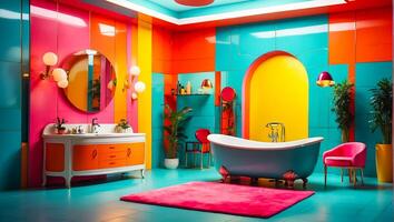 AI generated Beautiful bathroom bright stylish photo