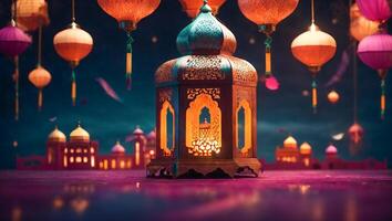 AI generated Ramadan festive lantern photo