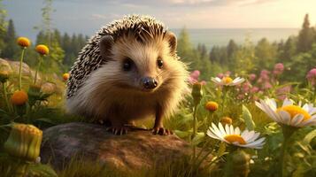 AI generated hedgehog high quality image photo