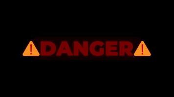 Red Danger with warning sign animation video