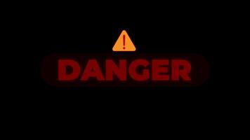 Red Danger with warning sign animation video