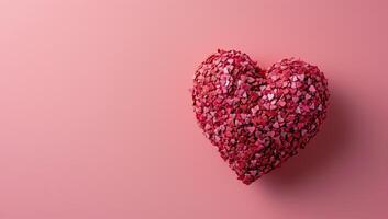 AI generated Textured heart shape on a soft pink background photo