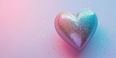 AI generated Glittering Heart on Gradient Background photo