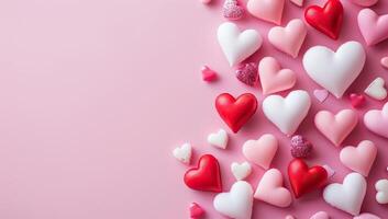 AI generated Assorted Heart Shapes on Pink Background photo