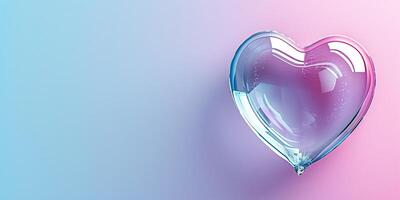 AI generated Transparent Glass Heart on Gradient Background photo