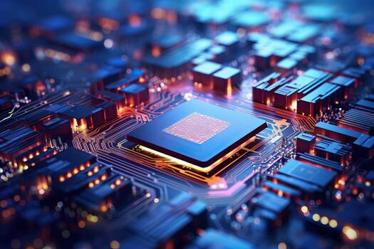 AI generated Close up of a Microprocessor on a Circuit Board photo