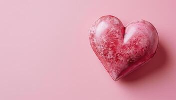ai generado San Valentín día antecedentes. rojo corazón en rosado antecedentes. foto