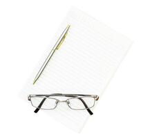 notepad on white with copy space photo