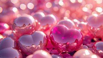 AI generated Closeup of Pink Heart Shaped and Round Beads photo