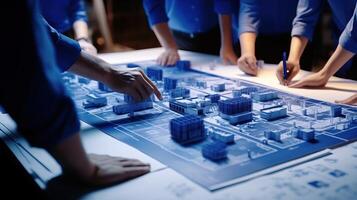 AI generated Architects Discussing a Blueprint photo