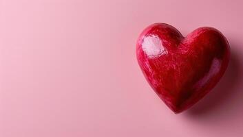 ai generado rojo corazón en rosado fondo, San Valentín día concepto. foto