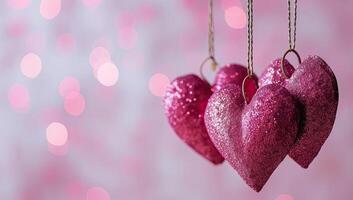 AI generated Valentine's day background with hearts on bokeh background photo