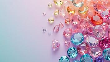 AI generated A collection of colorful gemstones scattered on a light surface photo