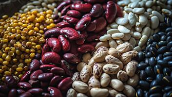 AI generated Close up view of colorful dried beans photo