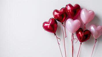 AI generated Heart shaped balloons on white background, valentine's day concept photo