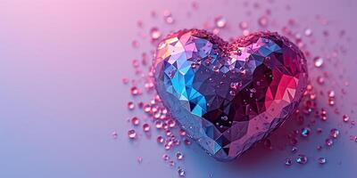 AI generated Sparkling Crystal Heart on Gradient Background photo