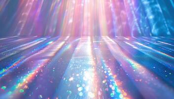 AI generated Vibrant Light Rays on a Sparkling Surface photo