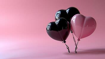 ai generado corazón conformado globos en rosado antecedentes foto