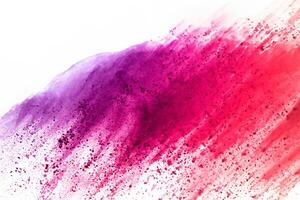 abstract powder splatted background. Colorful powder explosion on white background. Colored cloud. Colorful dust explode. Paint Holi. photo