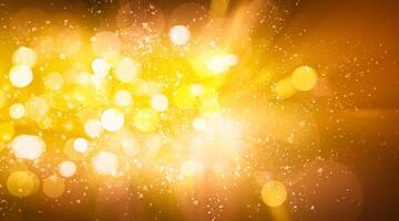 white bokeh blur background and Circle light on yellow background and Light gold sparkle background photo