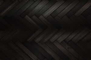 AI generated classic black wooden parquet seamless texture background floor surface photo