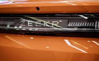 Minsk, Belarus, January 10, 2024 - close up Zeekr car logo photo