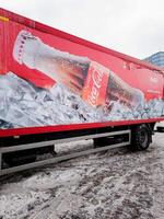 Minsk, Belarus, January 25, 2024 - delivery truck with Coca Cola photo