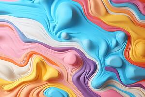 AI generated Abstract multi colored pastel plasticine soft wavy background photo