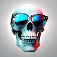 AI generated skull with sunglasses photo