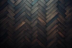 AI generated classic dark wooden herringbone parquet texture background floor surface photo