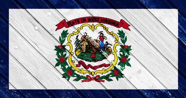 Flag of West Virginia USA state on a textured background. Concept collage. photo