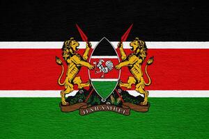 Flag and coat of arms of Republic of Kenya on a textured background. Concept collage. photo