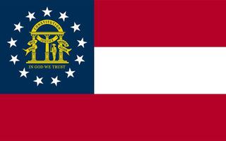 The official current flag of Georgia USA state. State flag of Georgia. Illustration. photo