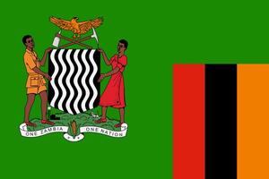 The official current flag and coat of arms of Republic of Zambia. State flag of Zambia texture. Illustration. photo