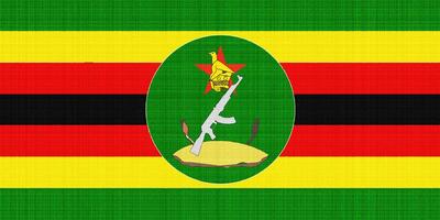 bandera y Saco de brazos de república de Zimbabue en un texturizado antecedentes. concepto collage. foto