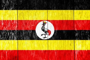 bandera de república de Uganda en un texturizado antecedentes. concepto collage. foto