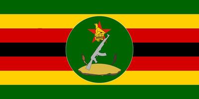 The official current flag and coat of arms of Republic of Zimbabwe. State flag of Zimbabwe texture. Illustration. photo