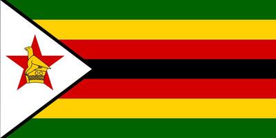 The official current flag of Republic of Zimbabwe. State flag of Zimbabwe. Illustration. photo