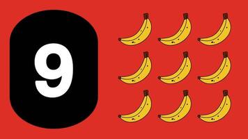 Fruits number counting video animation.