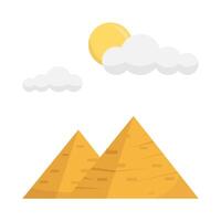 pyramid, summer weather with camel illustration vector