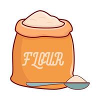 flour bag with spoon illustration vector