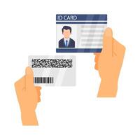 id card with code id card in hand illustration vector