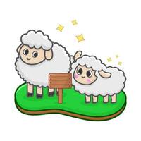 sheep with board illustration vector