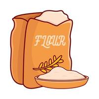 flour packaging with flour in plate illustration vector