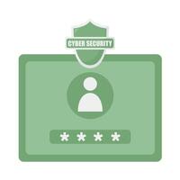 cyber security with password in monitor  illustration vector