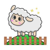 sheep in farm illustration vector